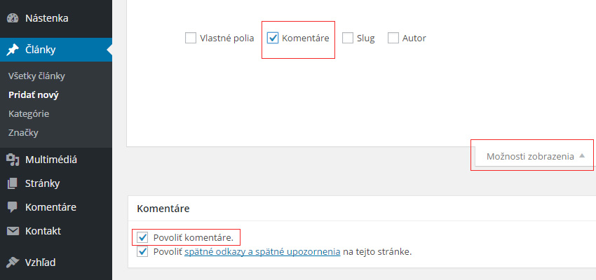 wordpress zakázať komentáre na stránke